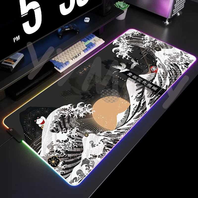 thumbnail image 1 of Alfombrillas de ratón, alfombrilla de escritorio RGB, alfombrilla para teclado de juegos, alfombrilla de ratón LED para jugador XXL, alfombrillas de ratón luminosas, diseño de pulpo, 1 of 5