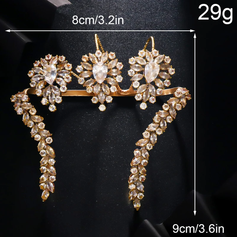 Vintage Flower Bracelet for Women Adjustable Three-Finger Open Ring Jewelry 5A Cubic Zirconia Palm Cuff Bride Party Jewelry Gift 6