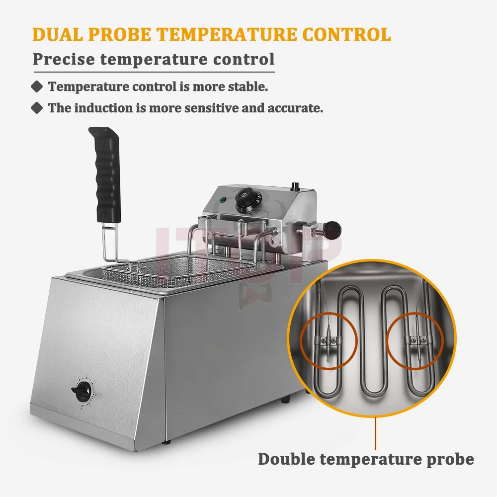 ITOP Automatic Lift-up Fryer Capacity 8L Electric Power 2.8KW Commerical Efficient Fryer Timer 30 min