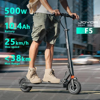 JOYOR F5 Scooter Elettrico per Adulti Motore da 500 W, Batteria 48 V 10,4 Ah, Viaggio Pendolare Pieghevole in Città E-Scooter Pneumatico Solido da 8"