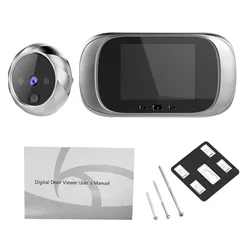 Smart Digital Door Viewer with Night Vision and Photo Capture for Enhanced Home Security (Silver)