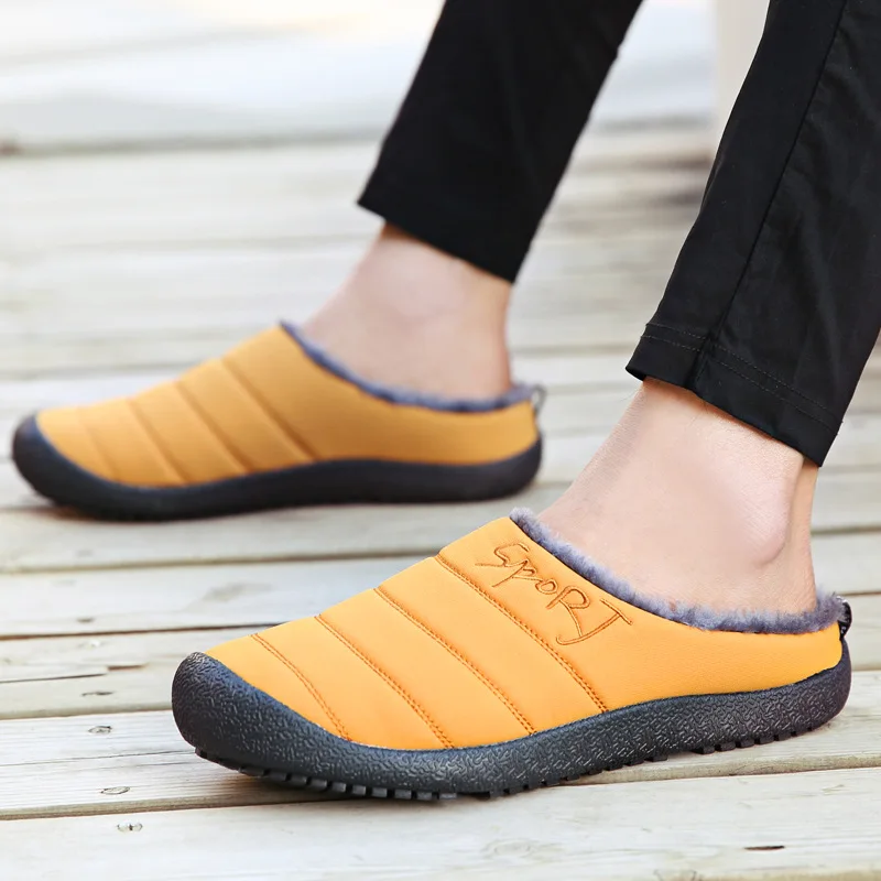 Winter Plus Size 36-47 Home Slippers Men Women Household Cotton Slippers Warm Plush Couple Lazy Platform Indoor Furry Slides