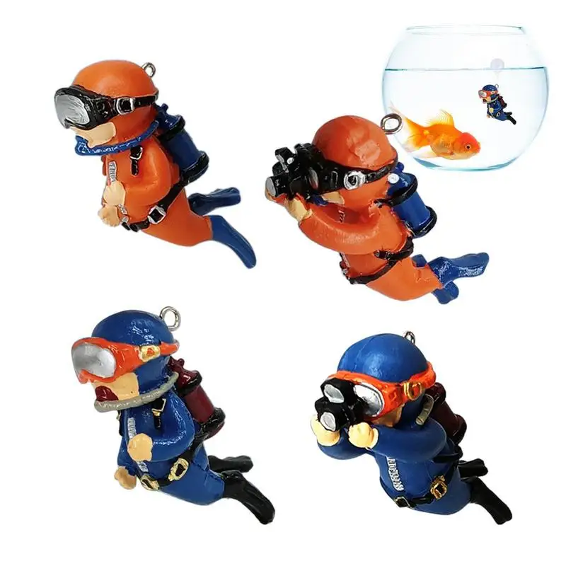 

Floating Aquarium Decorations 4 Pcs Resin Floating Aquarium Decor Cute Aquarium Diver With Floating Device Fish Tank Accessories