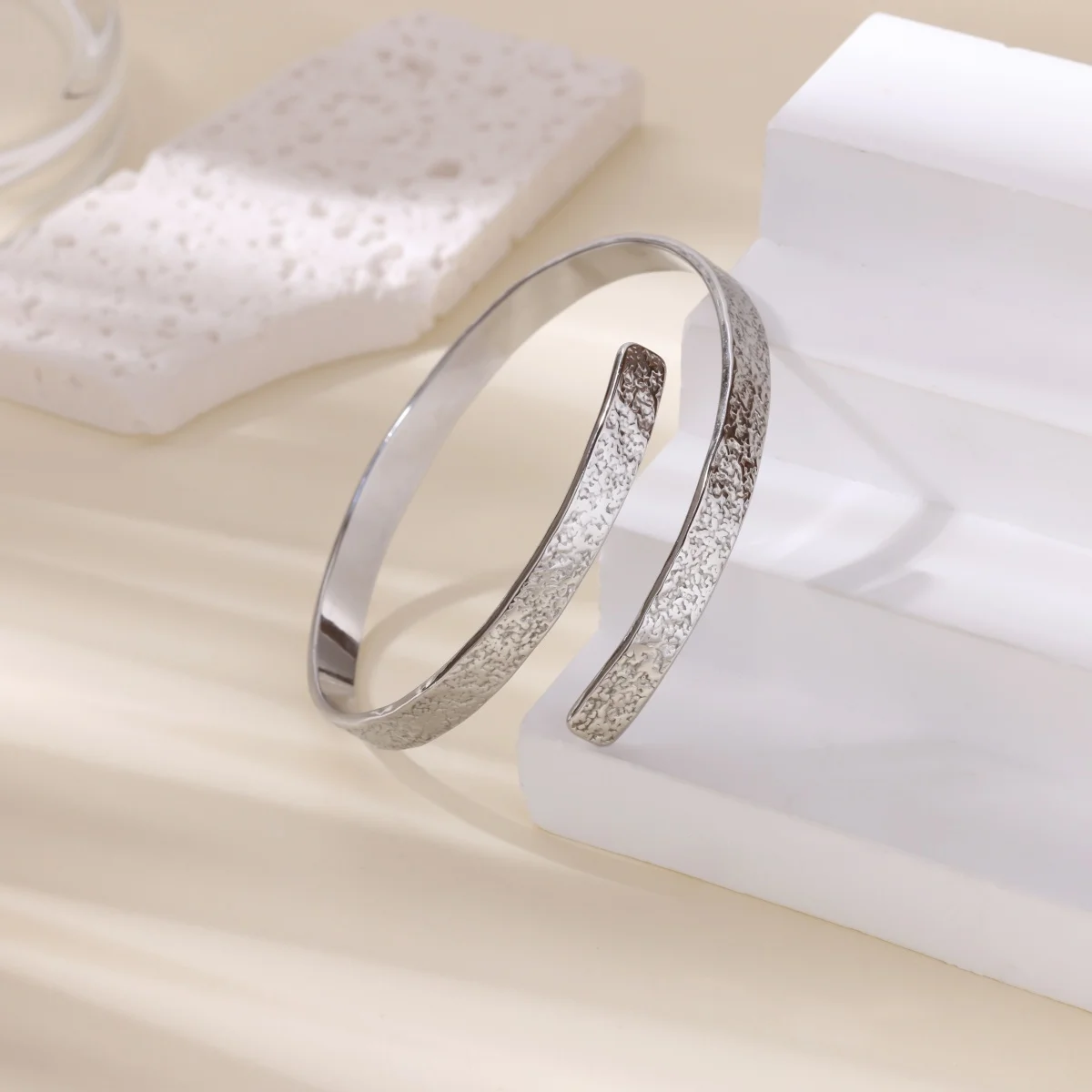Bangle Textured for Women Gold Stainless Steel