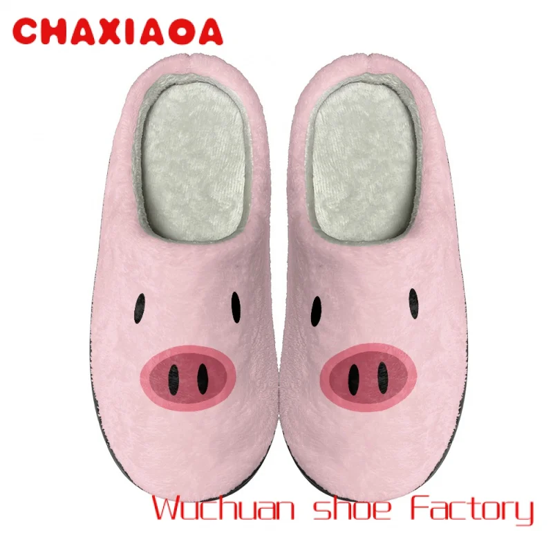 

Custom Pink Pig Pattern Design Women House Slippers Customized Winter Warm Indoor Slippers Warm Cheap House Slippers