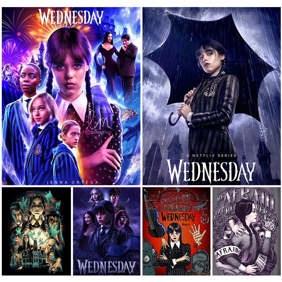 

5D Diamond Painting Wednesday Addams Family Full Diamond Mosaic Cross Stitch Kits Rhinestone Picture Embroidery Home Decoration