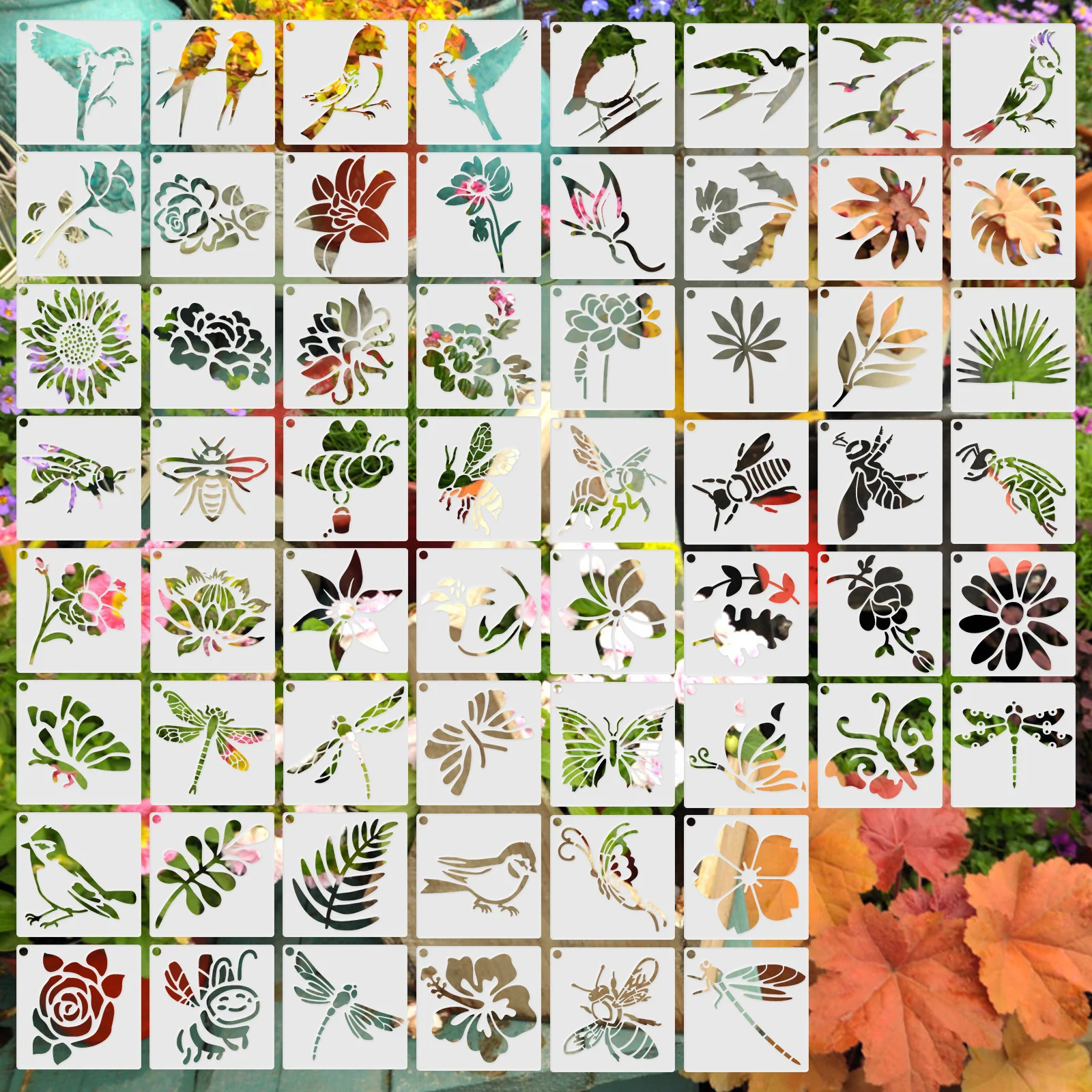 60 Pcs Painting Stencils On Wood Canvas Reusable DIYStencil Art.