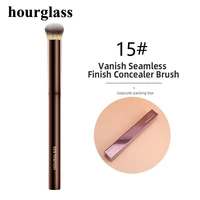 Hourglass Concealer Brush Synthetic Hair Angled Concealer Brush Eye Concealer Blending Brush Brown Metal Handle Makeup Tool 2