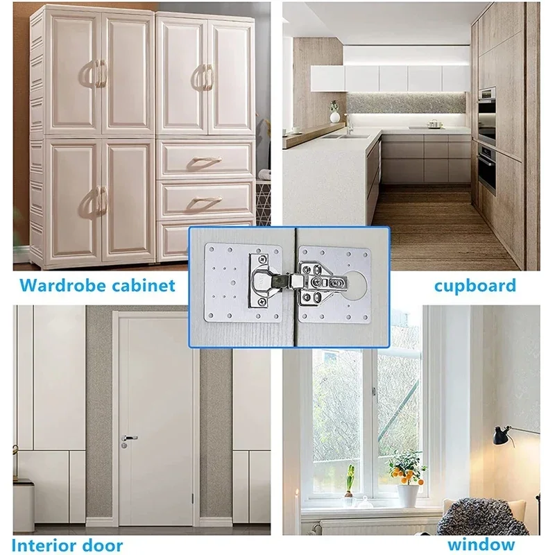4/10PCS Cabinet Hinge Repair Plate Kit Kitchen Cupboard Door Mounting Plates Screws Flat Fixing Brace Brackets hinge repair plates