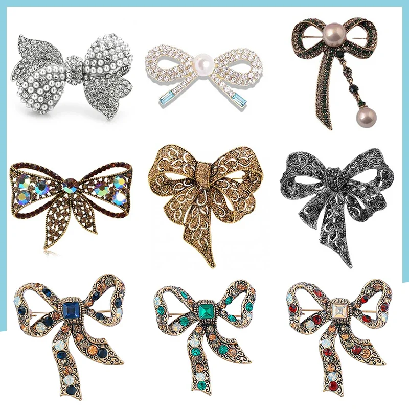 가벼운 럭셔리 진주 보우 브로치, 여성 및 남성용 반짝이 뷰티 보우, 파티 사무실 브로치 선물