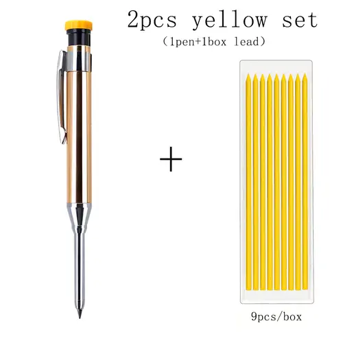 6Colors 2.8mm Metal Solid Carpenter Mechanical Pencil with Sharpener 2B Lead Core Deep Hole Construction Marking Scriber Tool - Image 15