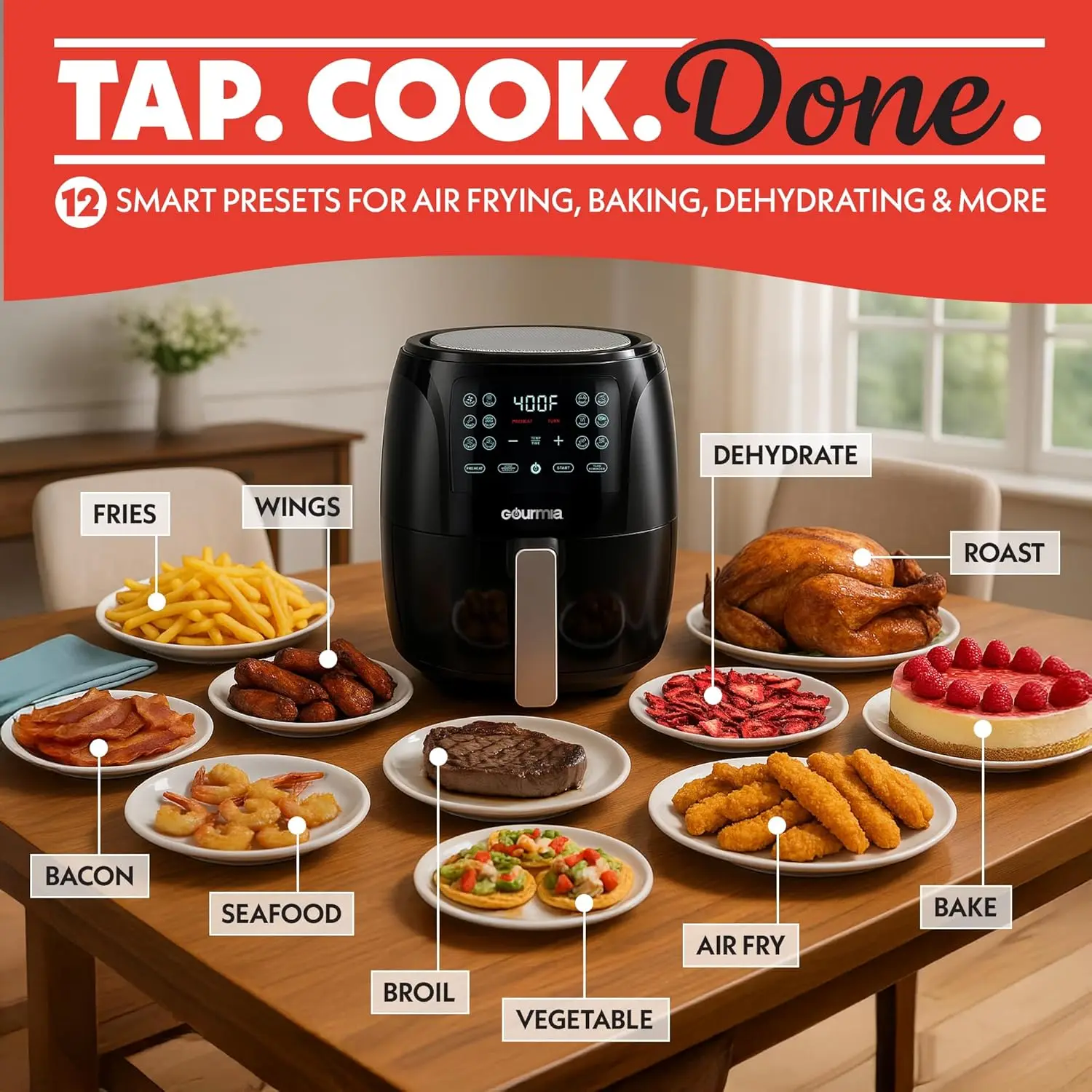 4 Qt Digital Air Fryer with 8 Presets, FryForce360° Technology, Dishwasher Safe Accessories, Compact Black Design 2