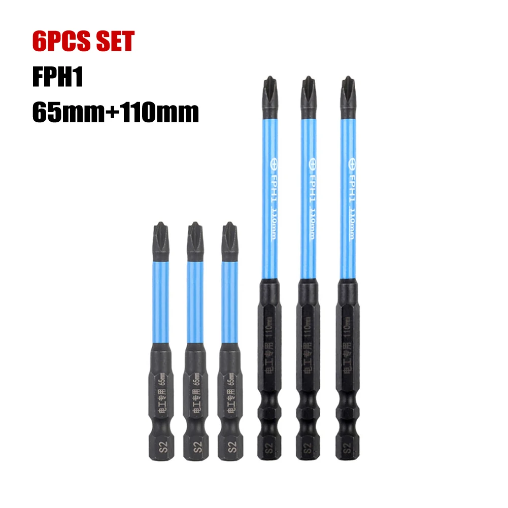 

6pcs Magnetic Special Slotted Cross Screwdriver Bit Bit Batch Head Nutdrivers For Electrician FPH1 FPH2 FPH3 Socket Switch