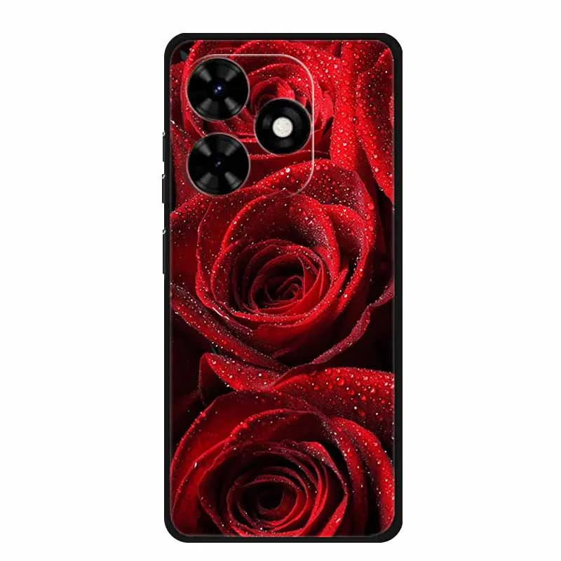 Luxury TPU Silicone Soft Back Cover with Floral Design - Shockproof Phone Case