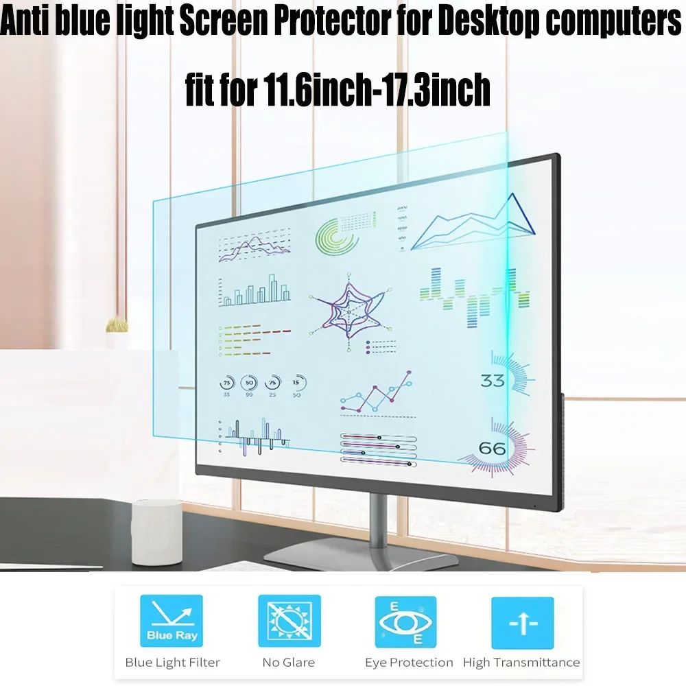 블루 라이트 차단 스크린 보호대 측면 옵션 설치 눈부심 방지 필름, PC 컴퓨터용, 11.6 인치, 12.13.3 인치, 14 인치, 15/17 인치