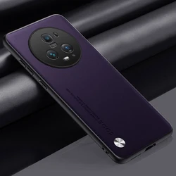 Luxury PU Leather and Silicone Phone Case - Premium Back Cover Design for Honor Magic 5 Pro (PURPLE)