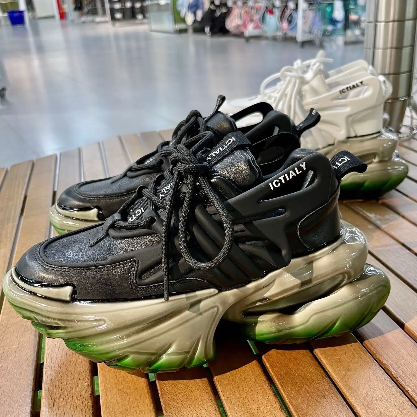 

Genuine Leather Thick Soles Sneakers Rocking Chunky Shoes Women Height Increased 6cm New Style Casual Sport Color Design Fashion