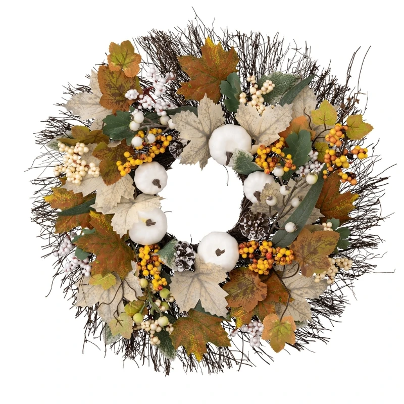 

Artificial Wreath with Pumpkin for Thanksgiving Decorations, Autumn Wreath for Front Door, Farmhouses, Garden, Outdoor