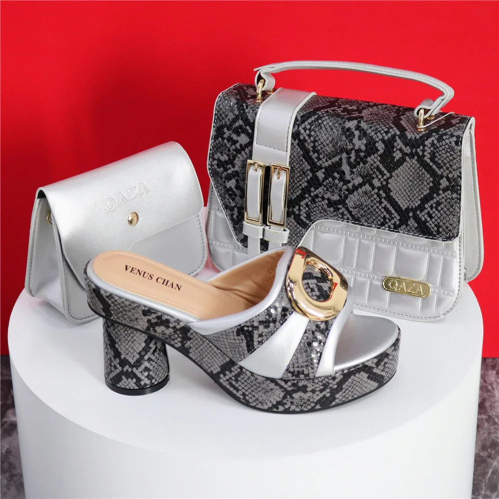 Runder Kopf neueste Damen dünne Absätze Schuhe und Tasche Set mit Strass in roter Farbe für Frauen Party Pump verziert – Detail 4