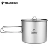 Tomshoo 1100ml Titanium Mug Outdoor Camping Picnic Water Cup Camping Tableware Cookware w/ Lid Camping Accesorios Cookware Camp 1