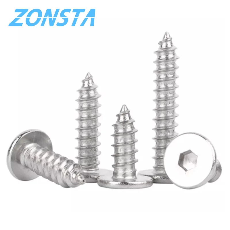 M2 M2.6 M3 M4 M5 M6 304 Stainless Steel Ultrathin Hexagon Low Flat Wafer Head Self Tapping Screw Wood Screws