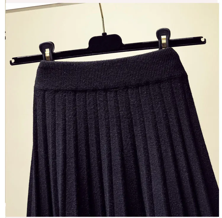 tulle skirt High Waist Knitted Skirt Women's Medium and Long Autumn 2022 New Korean Version of The Skirt High-waisted Thin A-LINE Skirt black skirt