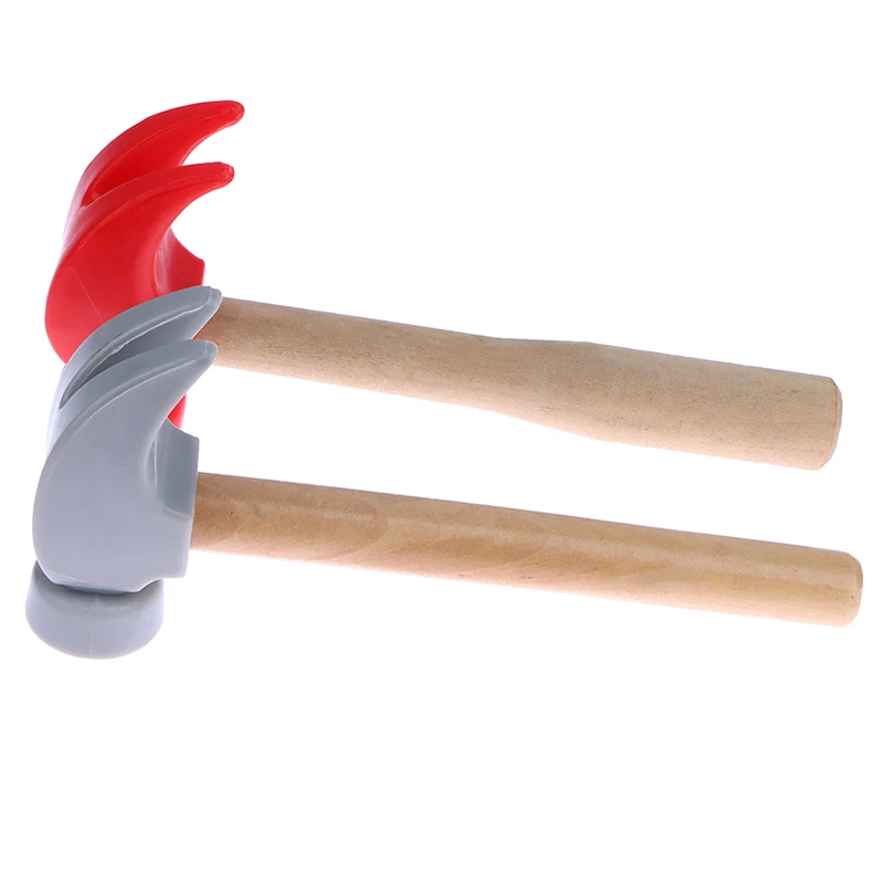 Children's simulation hammer wooden handle solid hammer toy beat repair tool mini wooden solid PP plastic super strong kids repair toys plastic construction toys kids construction toys kids pretend play set kids educational toys home repair toys model assembly tools