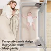 Baby Bedside Bassinet Foldable Bed Side Baby Bassinet Portable Crib Breathable and Visible Mesh Window Soft Washable Liner Cover 3