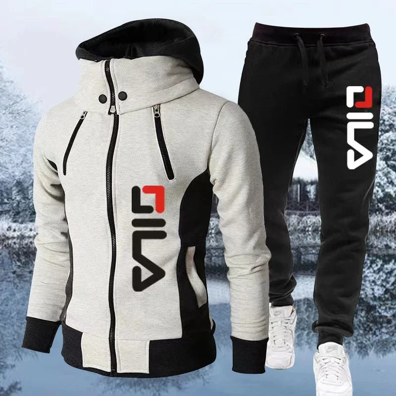 New men's luxury hooded sports shirt and pants set, 2-piece cotton sportswear, designer warm pants, autumn/winter 2023