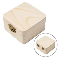 Plain Natural Wooden Packing Box With Lid Desktop Wood Clamshell Jewelry Storage Box Multifunction Hinged Boxes Home Decoration 1