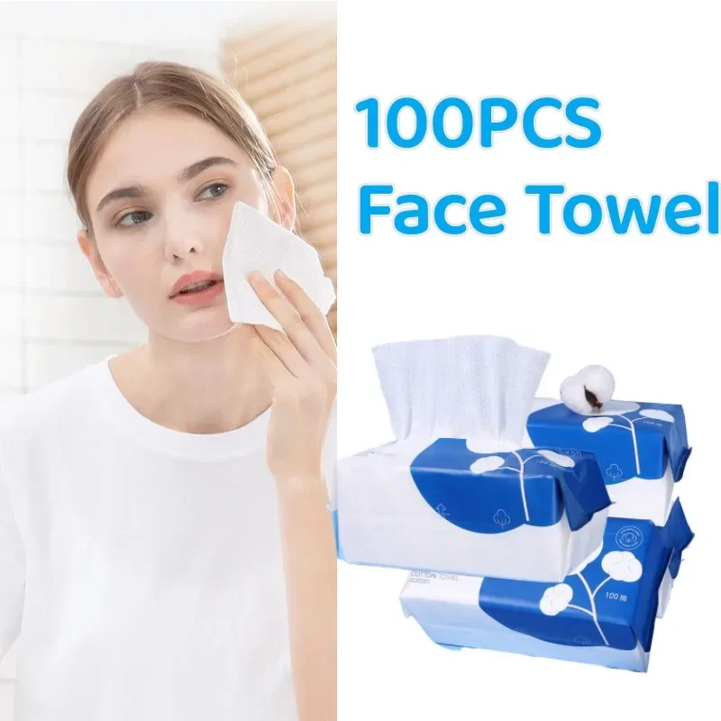 

100PCS Natural Disposable Face Towel Travel Facial Cleansing Wet And Dry Makeup Remover Pearl Cotton Soft Makeup Nonwoven Towel