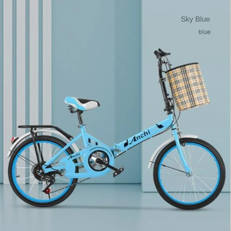 20-inch folding bicycle student bicycle middle-aged children single-speed variable speed portable city light travel folding bicycle