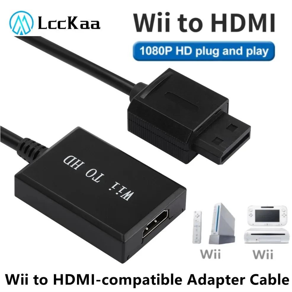 Адаптер Wii в HDMI-совместимый кабель-преобразователь HD 1080P Wii в HDMI-совместимый адаптер для видео и аудио с поддержкой Wii для дисплея HDTV