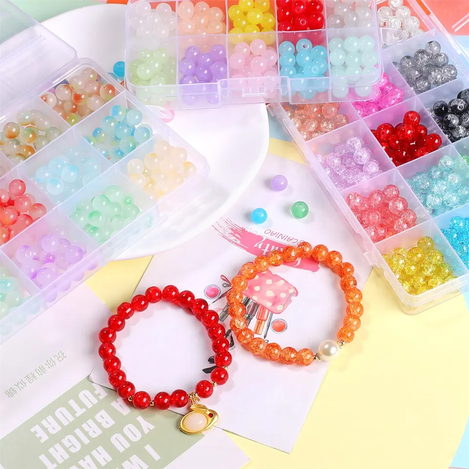 500pcs perles de verre rondes brins de perles teintes pour la