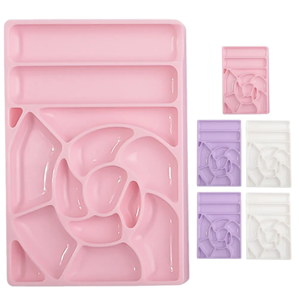 6Pcs 네일 아트 팔레트 플라스틱 네일 폴리쉬 믹싱 플레이트(색상 혼합용 분할 그리드 포함) 간편한 청소 전문가용 가정용
