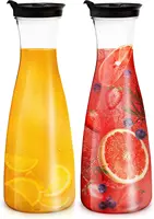 2pcs Water Carafe with Flip Top Lid  Milk, Iced Tea Beverage, Cold Brew and Mimosa Bar. Juice Containers with Lids Accessories 1