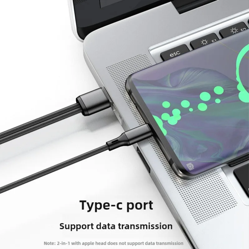 Dual USB-C Splitter Cable with Quick Charge & High-Speed Data Transfer