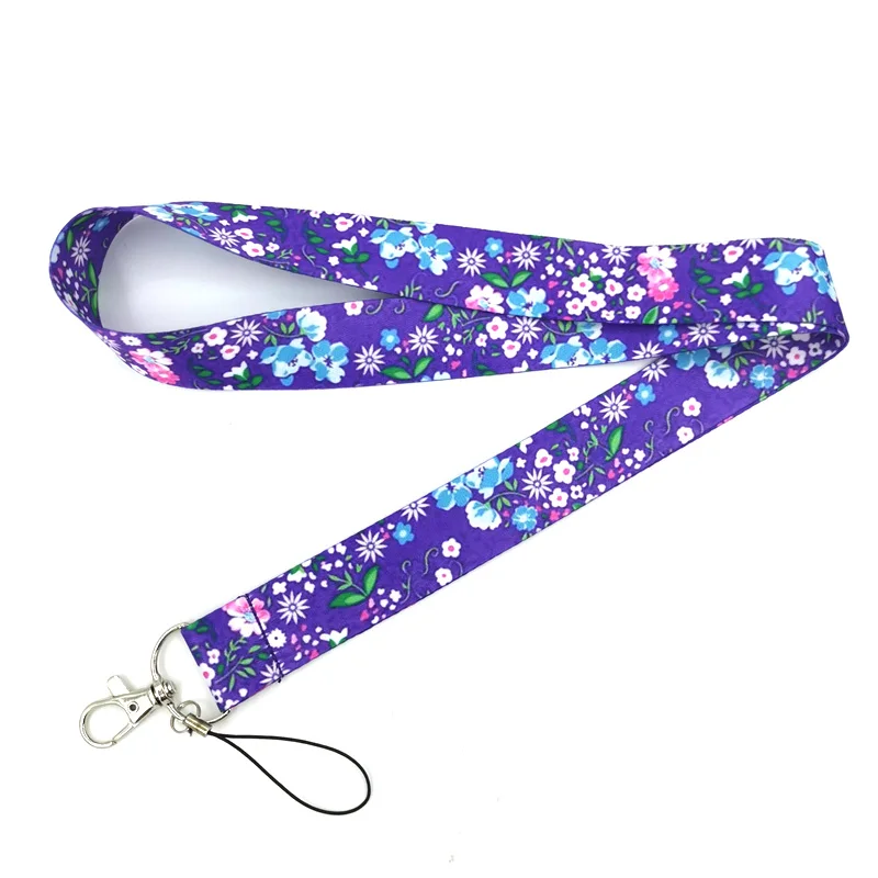 Purple Flowers Art Flowers Plants Fashion Lanyards Bus ID Name Work Card Holder Accessories Decorations Kids Couple Gifts