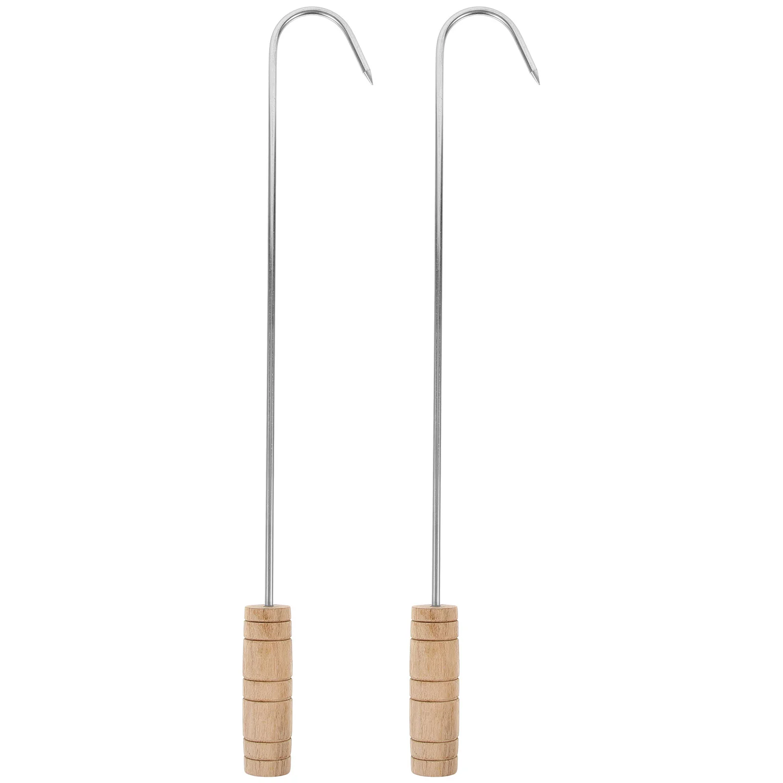 

2 pcs Metal Boot Hooks Wooden Handle Boot Puller Stainless Steel Boot Puller