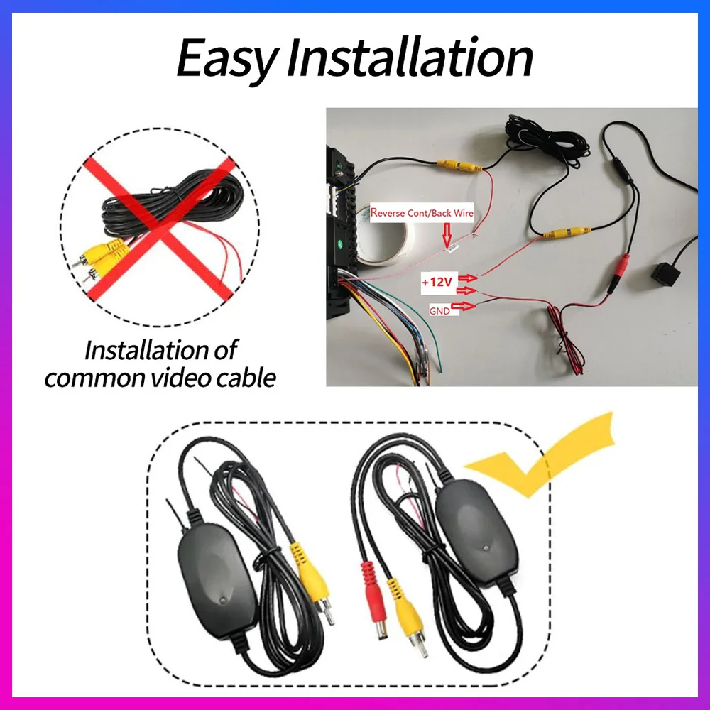 12V Wireless Color Video Transmitter Receiver Kit For Car Monitor