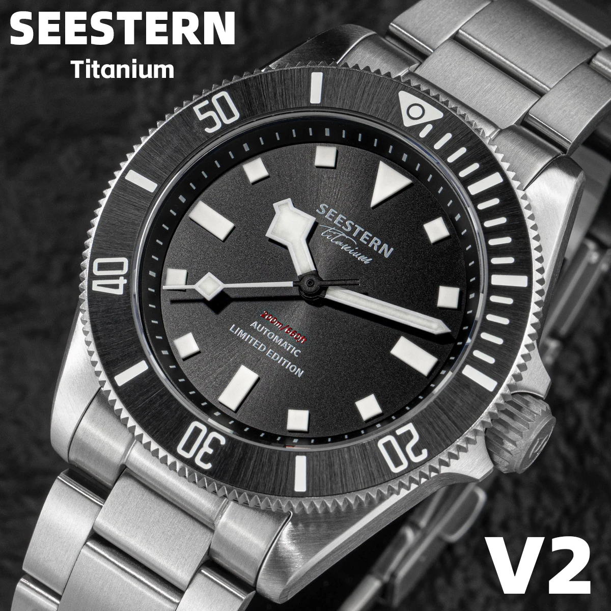 Seestern S404 Orologio Subacqueo Automatico Uomo – Acciaio Nero 316L, Vetro Zaffiro, 200m