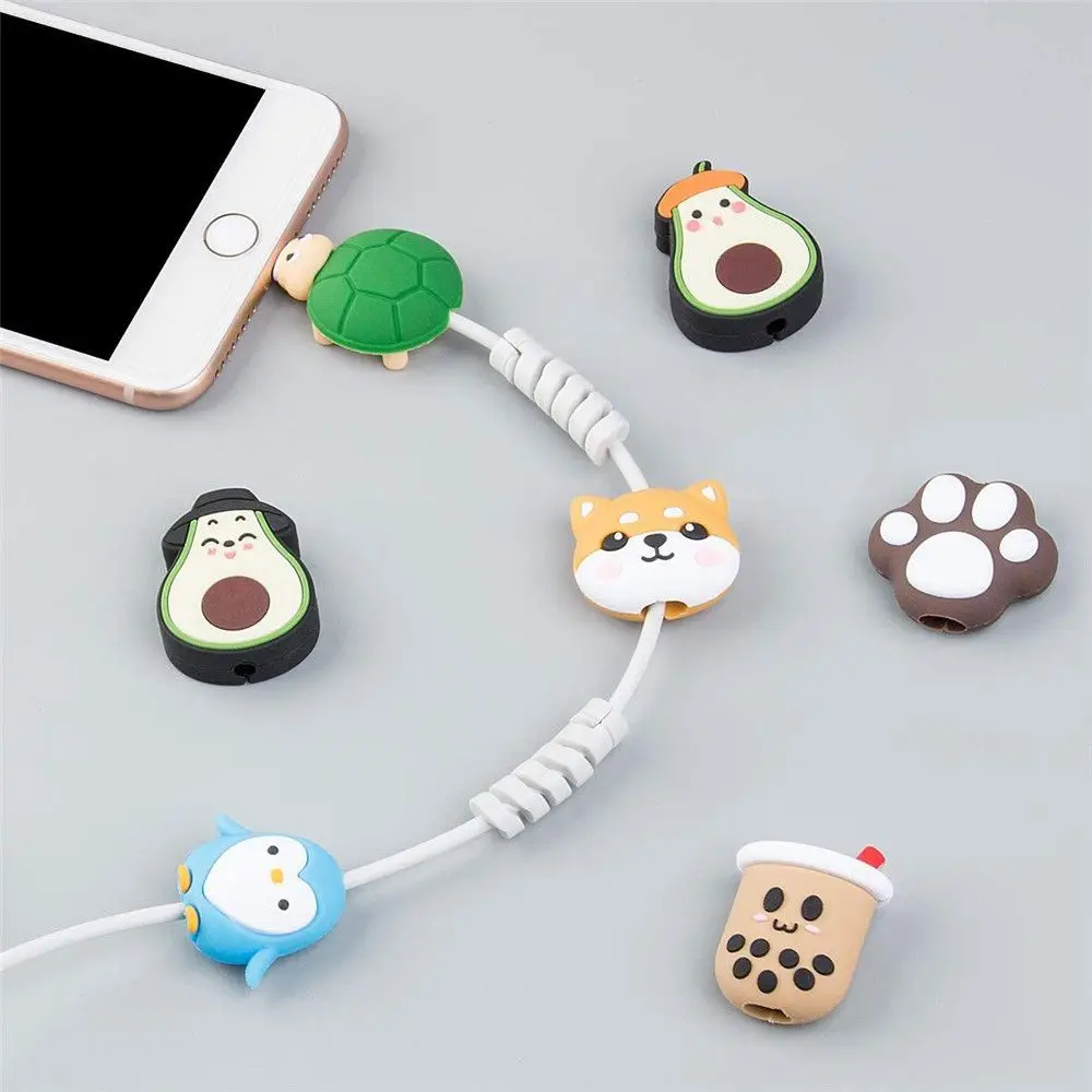 

1Pc Useful Charger Plug Protective PVC Cartoon Cable Cord Case Winder Cover Data Line Bite USB Cable Protector