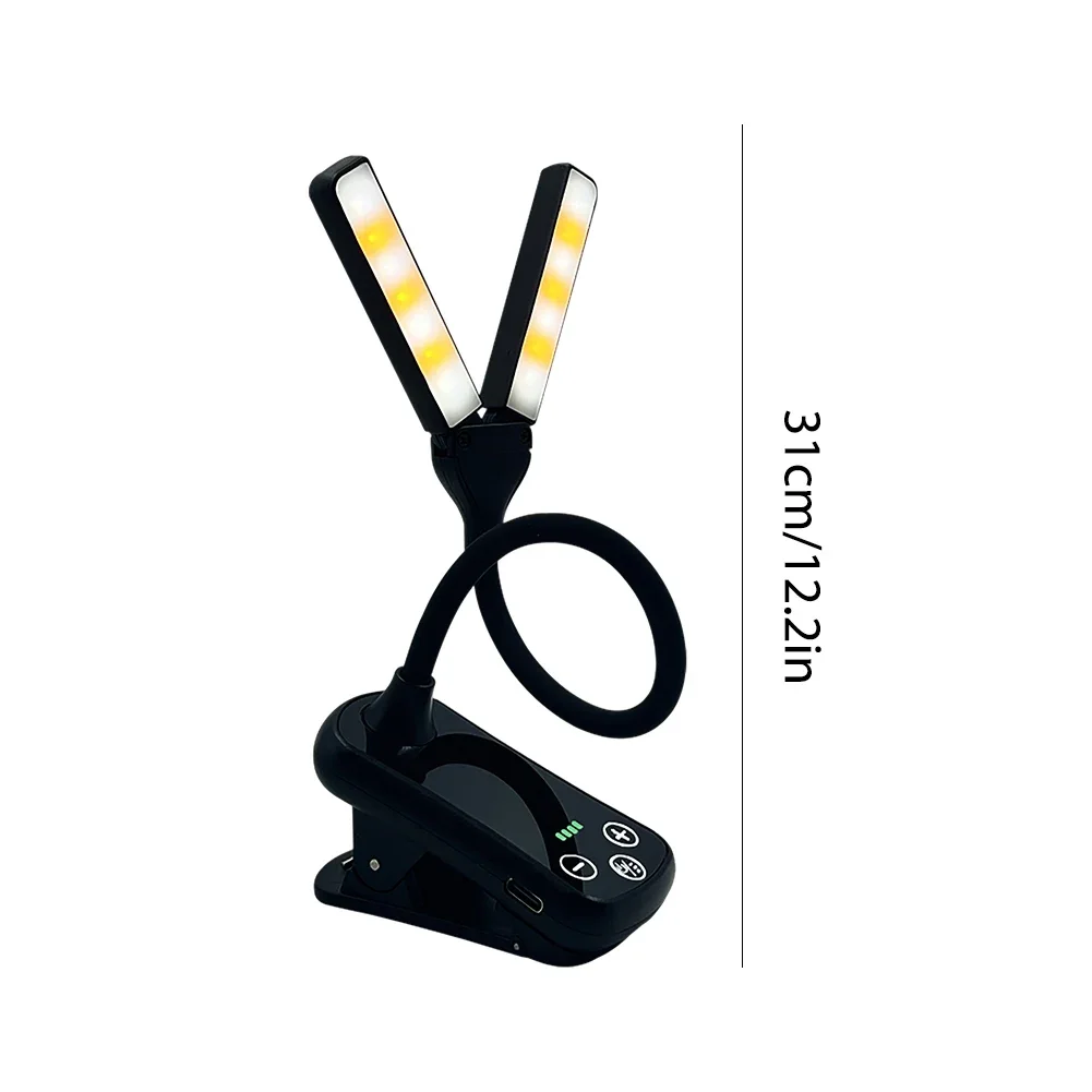 Dual Head Rechargeable LED Book Light with Adjustable Brightness