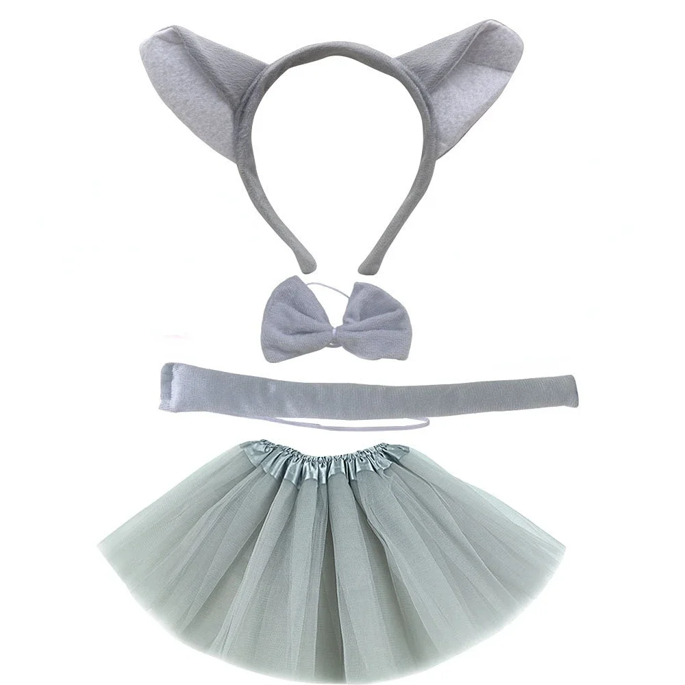 

Girls Kids Women Wolf Ears Headband Tails Bow Skirt Beast Animals Set Props Birthday Party Gift Halloween Costume Cosplay