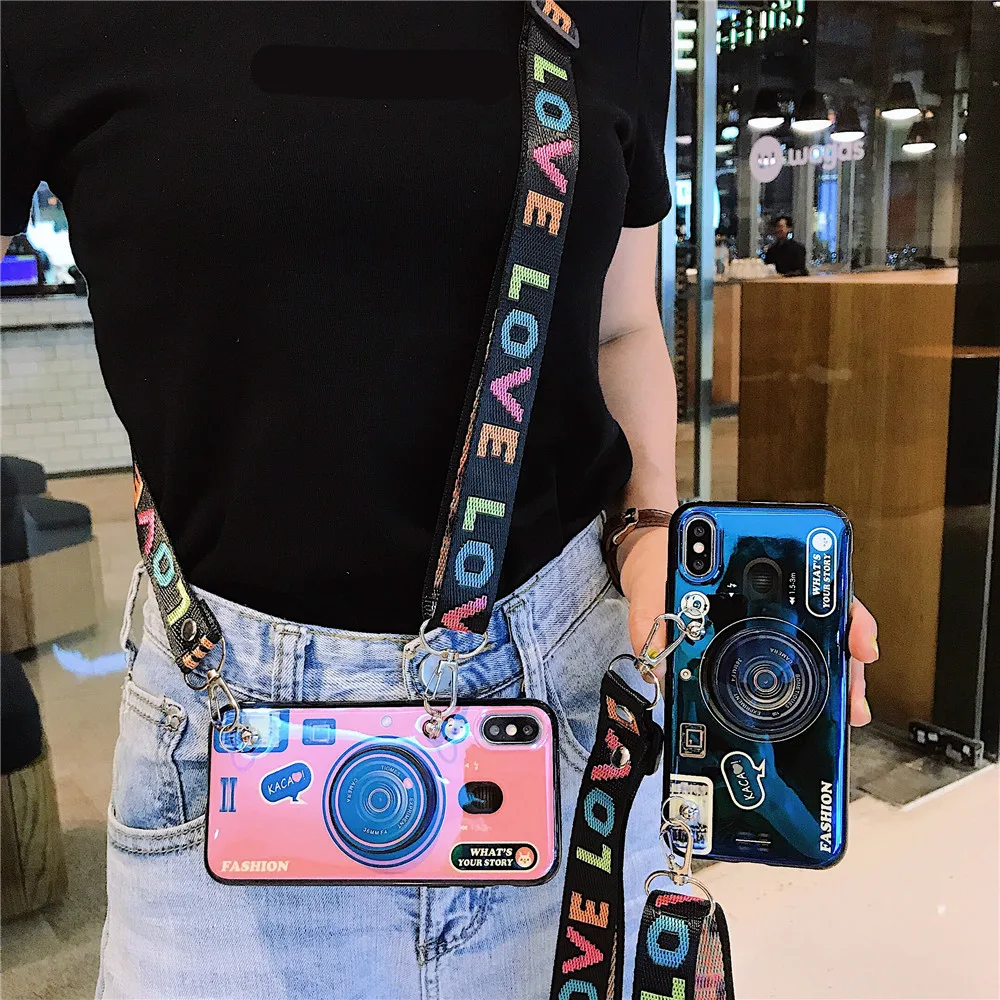 Bluray Camera Phone Case For Samsung Galaxy S23 S22 S21 S20 FE Ultra S10 S10E S9 S8 Plus S7 Edge A04S A14 A03 A04 Lanyard Cover