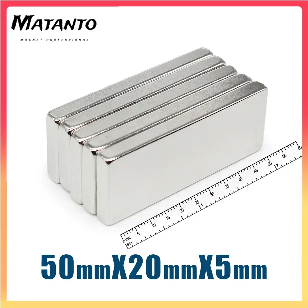 

1/2/5/10PCS 50x20x5mm Quadrate Super Strong Powerful Magnets N35 Block Rectangular Neodymium Magnet Permanent Magnets