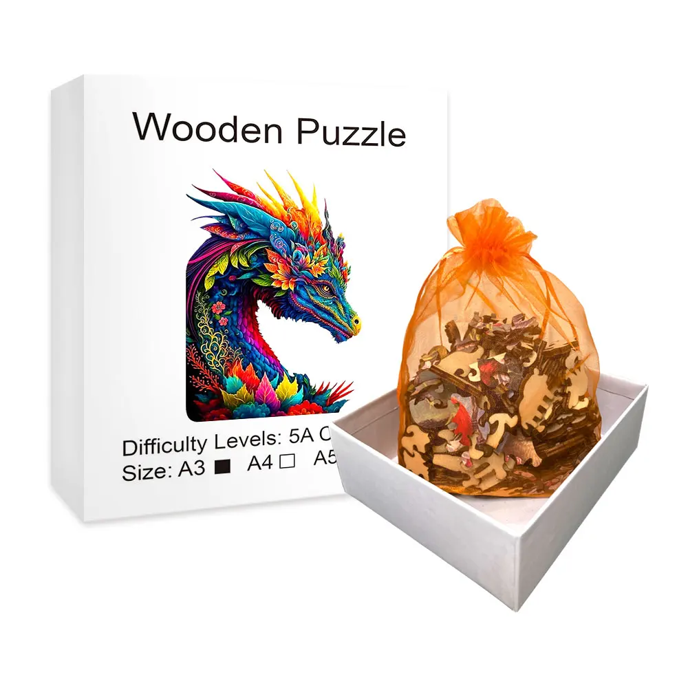 

Jigsaw Challenge Your Soul with This Super Difficult Colored Dragon Wooden Puzzle Perfect for Home Games for Adults and Children