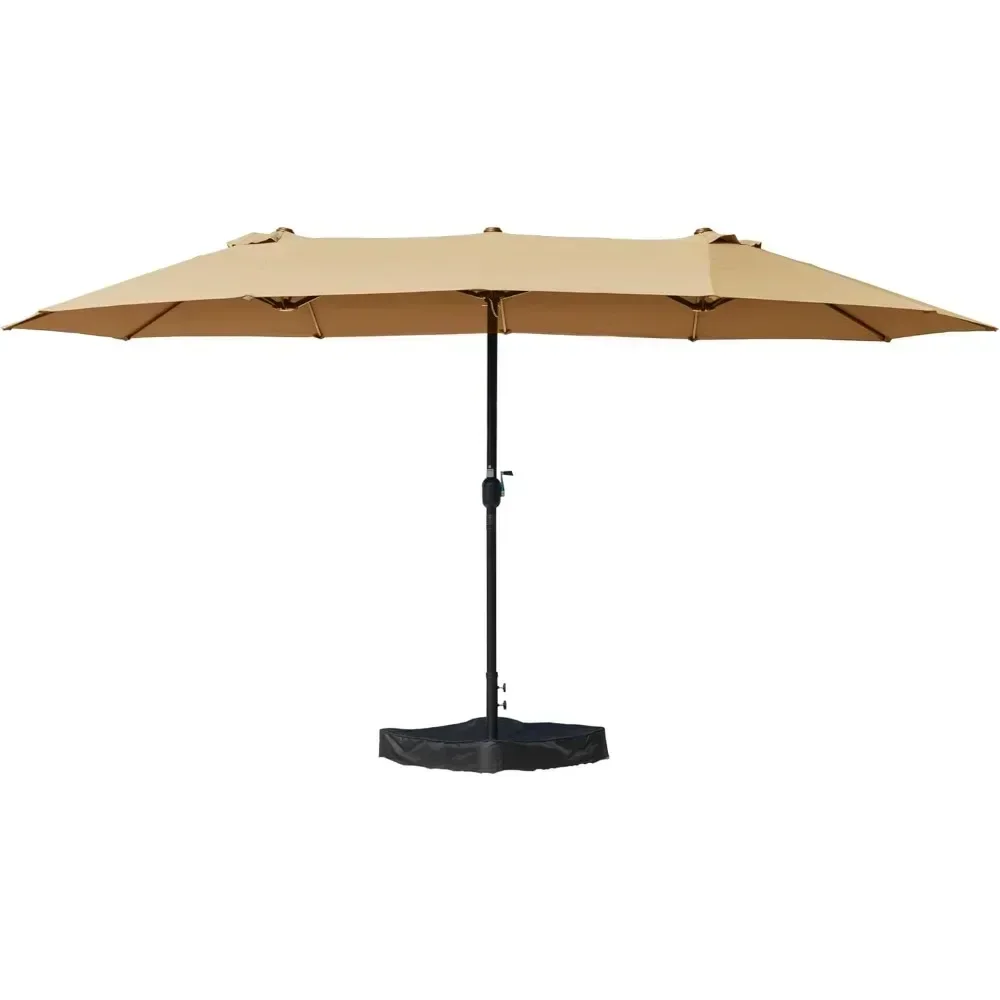 Sunshade Umbrella, Butterfly 14' Outdoor Patio Double-Sided Aluminum Umbrella with Crank and Base, Patio Umbrella