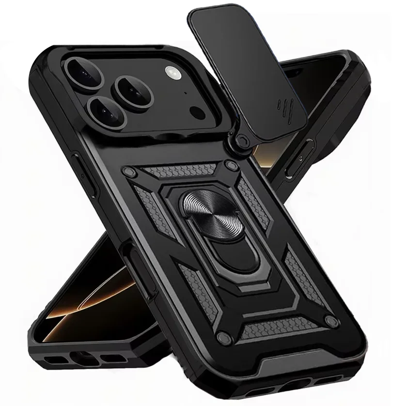 Magnetic Ring Holder Slide Camera Anti-Fall Protector Phone Case