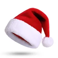 Christmas Hat Santa Hat with Comfort Lining Plush Brim Hats for Adults Xmas Party Santa Claus Costume Unisex for adult kids 1